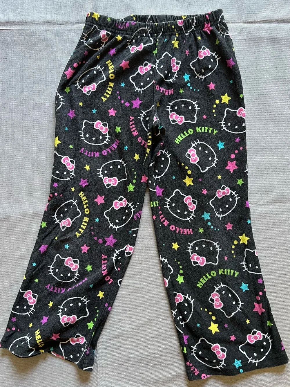 Hello Kitty Black Pajama Pants with Neon Star Print